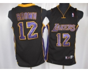 nba los angeles lakers #12 brown black(purple number)
