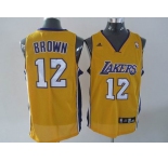 nba los angeles lakers #12 brown yellow(fans edition)