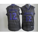 nba los angeles lakers #12 dwight howard grey[black strip]