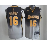 nba los angeles lakers #16 gasol black-grey