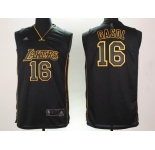 nba los angeles lakers #16 gasol black(黑字金边)