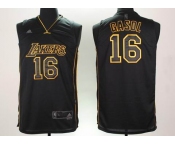 nba los angeles lakers #16 gasol black(黑字金边)