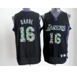nba los angeles lakers #16 gasol black[camo fashion swingman]