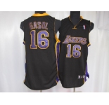 nba los angeles lakers #16 gasol black(purple number)