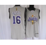 nba los angeles lakers #16 gasol grey