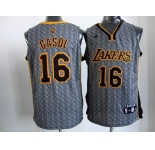 nba los angeles lakers #16 gasol grey[static fashion swingman]