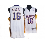 nba los angeles lakers #16 gasol white