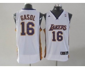 nba los angeles lakers #16 gasol white(fans edition)