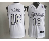 nba los angeles lakers #16 gasol white[fullwhite]