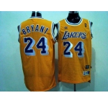 nba los angeles lakers #24 bryant m&n yellow[purple number swingman]
