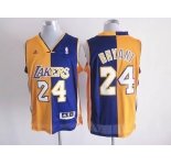 nba los angeles lakers #24 kobe bryant blue-yellow[strip][revolution 30 swingman]