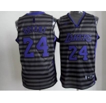 nba los angeles lakers #24 kobe bryant grey[black strip]