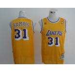 nba los angeles lakers #31 rambis yellow