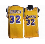 nba los angeles lakers #32 johnson m&n yellow