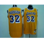 nba los angeles lakers #32 johnson m&n yellow[swingman]