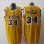 nba los angeles lakers #34 o'neal yellow