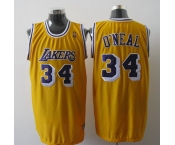 nba los angeles lakers #34 o'neal yellow