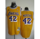 nba los angeles lakers #42 worthy m&n yellow