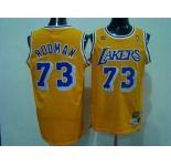 nba los angeles lakers #73 rodman m&n yellow[swingman]