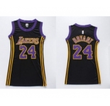 NBA Women Lakers #24 Kobe Bryant Black(Purple No.) Dress Stitched Jerseys