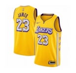 Women's Los Angeles Lakers #23 LeBron James Swingman Gold Basketball Jersey - 2019-20 City Edition