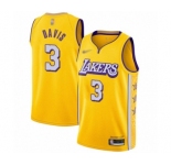 Women's Los Angeles Lakers #3 Anthony Davis Swingman Gold Basketball Jersey - 2019-20 City Edition