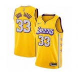 Women's Los Angeles Lakers #33 Kareem Abdul-Jabbar Swingman Gold Basketball Jersey - 2019-20 City Edition