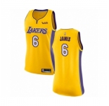 Women's Los Angeles Lakers #6 LeBron James Authentic Gold Basketball Jersey - Icon Edition