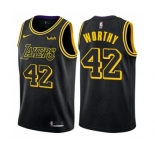 Women's Nike Los Angeles Lakers #42 James Worthy Swingman Black NBA Jersey - City Edition