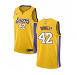 Women's Nike Los Angeles Lakers #42 James Worthy Swingman Gold Home NBA Jersey - Icon Edition