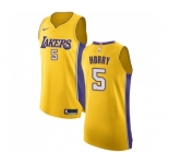Women's Nike Los Angeles Lakers #5 Robert Horry Authentic Gold Home NBA Jersey - Icon Edition