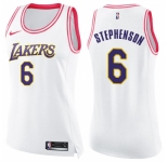 Women's Nike Los Angeles Lakers #6 Lance Stephenson Swingman White Pink Fashion NBA Jersey