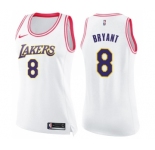 Women's Nike Los Angeles Lakers #8 Kobe Bryant Swingman White Pink Fashion NBA Jersey