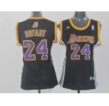 women nba los angeles lakers #24 kobe bryant black