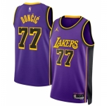 Youth #77 Luka Doncic Los Angeles Lakers Jordan Brand Swingman Jersey Icon Edition Purple