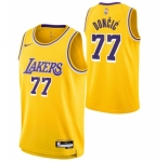 Youth #77 Luka Doncic Los Angeles Lakers Jordan Brand Swingman Jersey Icon Edition Yellow