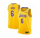 Youth Los Angeles Lakers #6 LeBron James Swingman Gold Basketball Jersey - Icon Edition