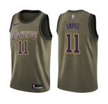 Youth Nike Los Angeles Lakers #11 Brook Lopez Swingman Green Salute to Service NBA Jersey