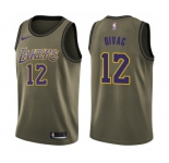 Youth Nike Los Angeles Lakers #12 Vlade Divac Swingman Green Salute to Service NBA Jersey