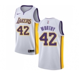 Youth Nike Los Angeles Lakers #42 James Worthy Swingman White NBA Jersey - Association Edition