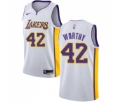 Youth Nike Los Angeles Lakers #42 James Worthy Swingman White NBA Jersey - Association Edition