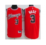 Chicago Bulls #3 Dwyane Wade Red Crabbed Typeface Throwback Stitched NBA Jersey