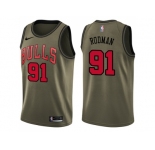 Men Nike Chicago Bulls #91 Dennis Rodman Green Salute to Service NBA Swingman Jersey