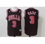 Men's Adidas Chicago Bulls #3 Dwyane Wade Authentic Black(Red Strip) NBA Jersey