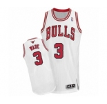 Men's Adidas Chicago Bulls #3 Dwyane Wade Authentic White Home NBA Jersey