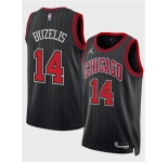 Men's Chicago Bulls #14 Matas Buzelis Black 2024 Draft Statement Edition Stitched Basketball Jersey
