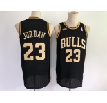 Men's Chicago Bulls #23 Jordan Black gold Throwback 2021 NBA Jersey