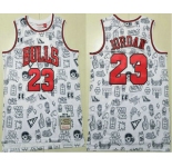 Men's Chicago Bulls #23 Michael Jordan 1997-98 White Hardwood Swingman Throwback Jersey