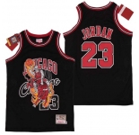 Men's Chicago Bulls #23 Michael Jordan Black Hardwood Classics Skull Edition Jersey
