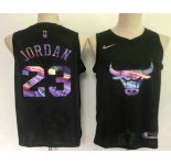 Men's Chicago Bulls #23 Michael Jordan Black Iridescent 2021 Nike Swingman Stitched Jersey